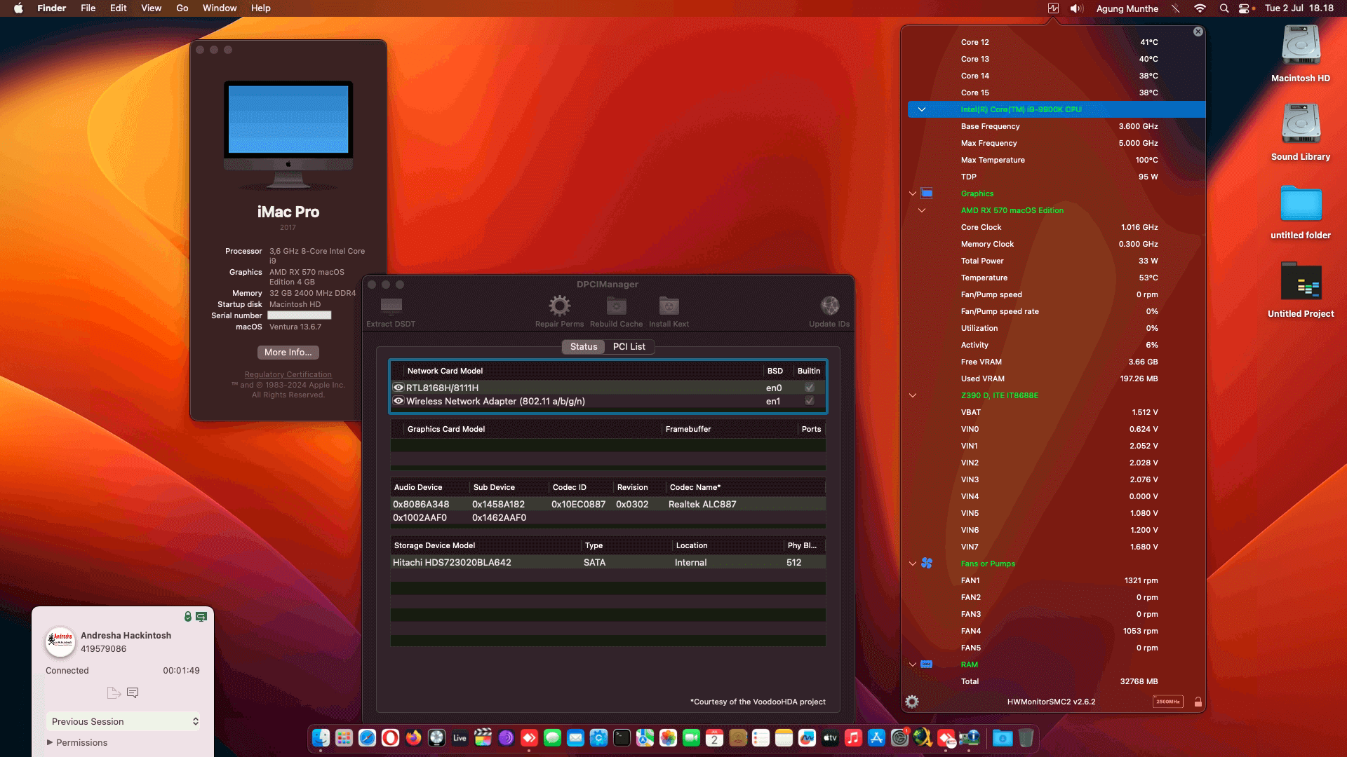 Success Hackintosh macOS Catalina 10.15.7 Build 19H2 in Gigabyte Z390 D + Intel Core i9 9900K + Sapphire RX 580